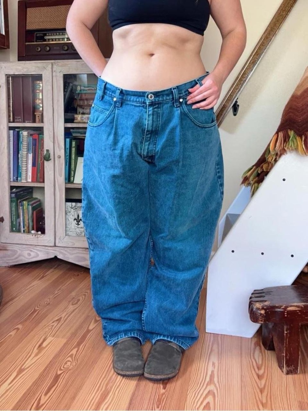 Vintage 90s Silver Tab Levi's Baggy Denim Jeans Teal Blue Purple tag 38 x 30